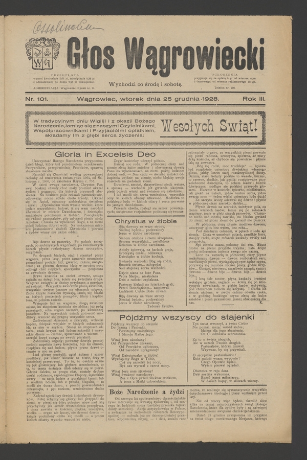 Głos Wągrowiecki. Rok 3, 1928, numer 101