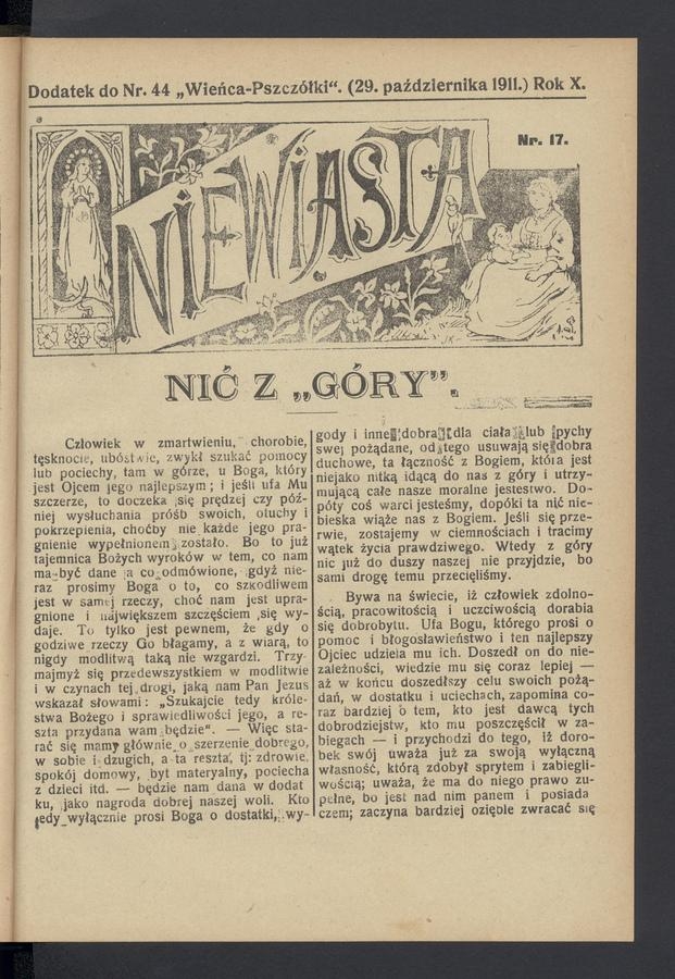 Niewiasta : dodatek do numeru&nbsp;44&nbsp;&bdquo;Wieńca-Pszcz&oacute;łki&rdquo;. Rok&nbsp;11, 1911, numer&nbsp;17