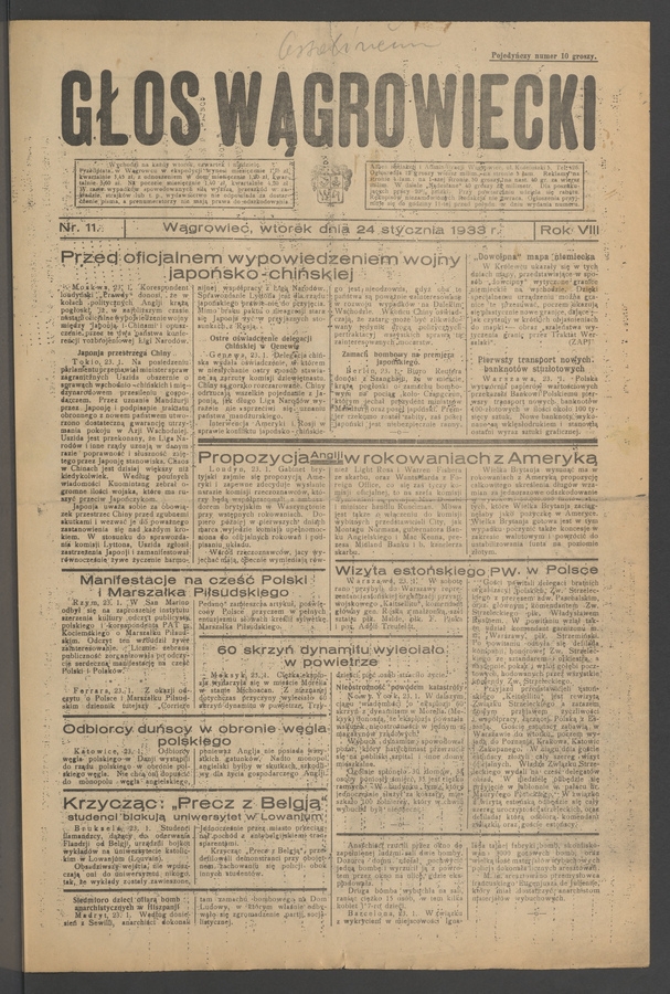 Głos Wągrowiecki. Rok 8, 1933, numer 11