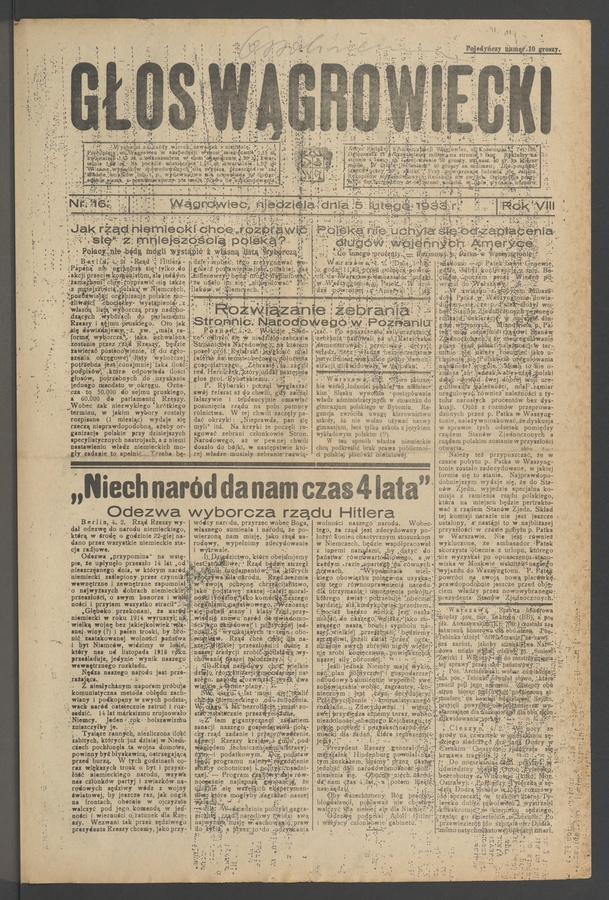 Głos Wągrowiecki. Rok 8, 1933, numer 16