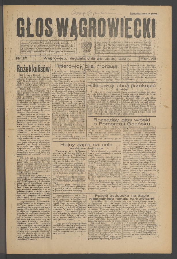 Głos Wągrowiecki. Rok&nbsp;8, 1933, numer&nbsp;25