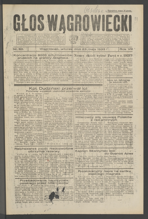 Głos Wągrowiecki. Rok 8, 1933, numer 60