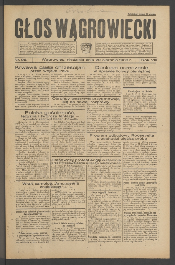 Głos Wągrowiecki. Rok 8, 1933, numer 96
