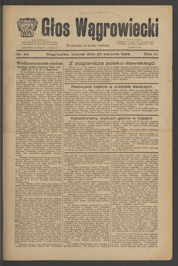 Głos Wągrowiecki. Rok 4, 1929, numer 64