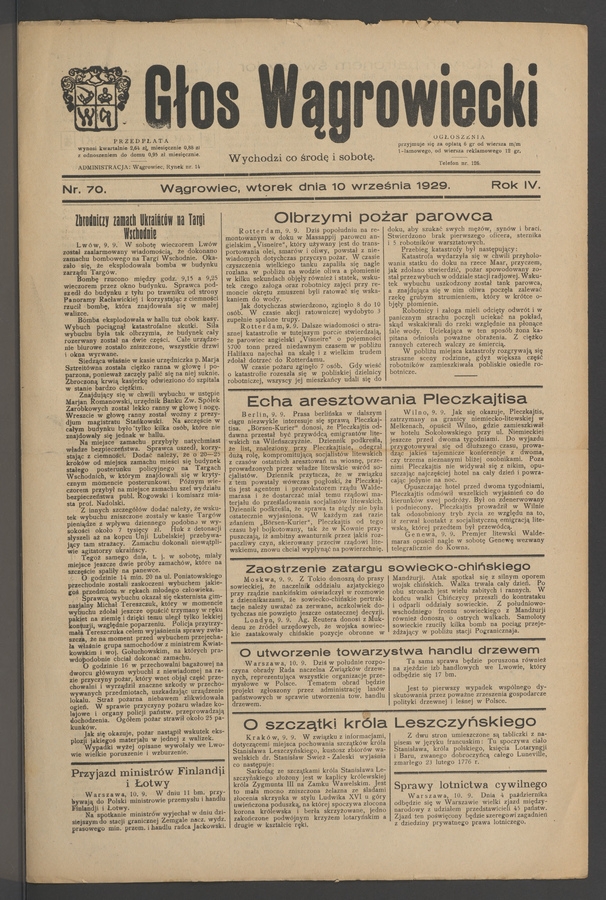 Głos Wągrowiecki. Rok 4, 1929, numer 70