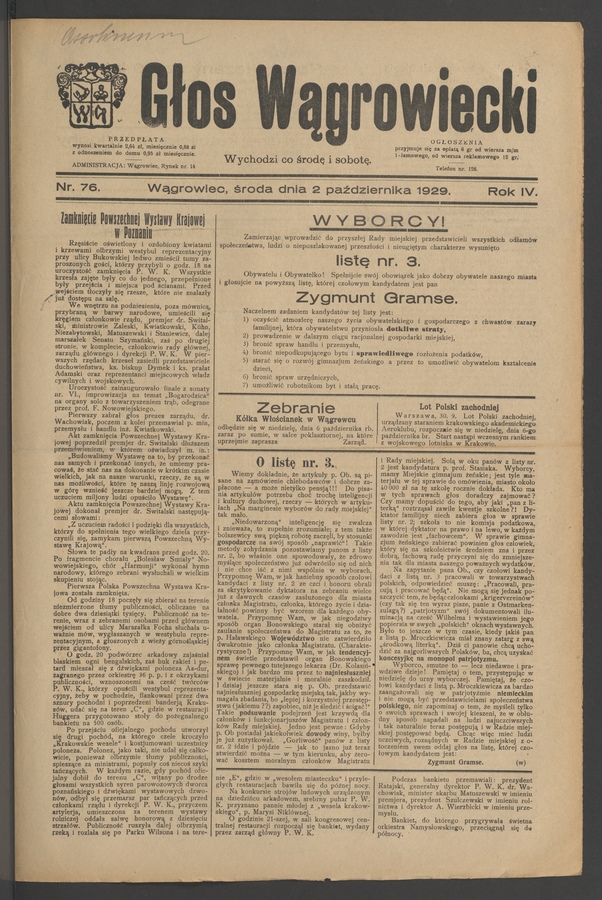 Głos Wągrowiecki. Rok&nbsp;4, 1929, numer&nbsp;76